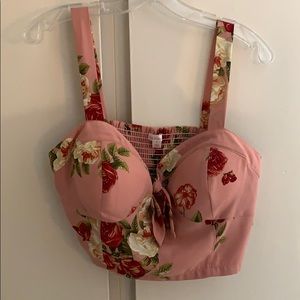 Xhilaration Pink Floral Crop Top